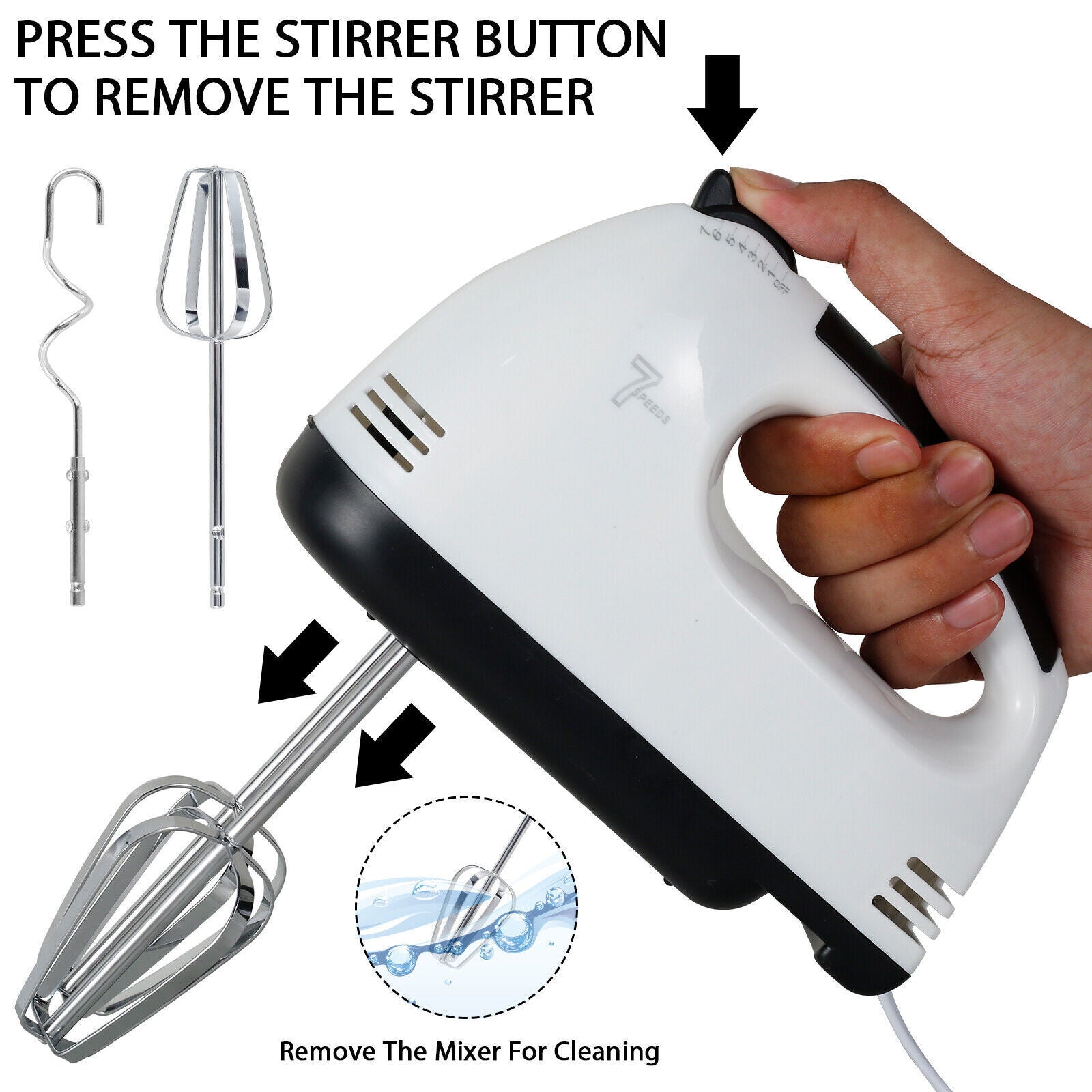 Electric Handheld Whisk 7 Speed Hand Mixer