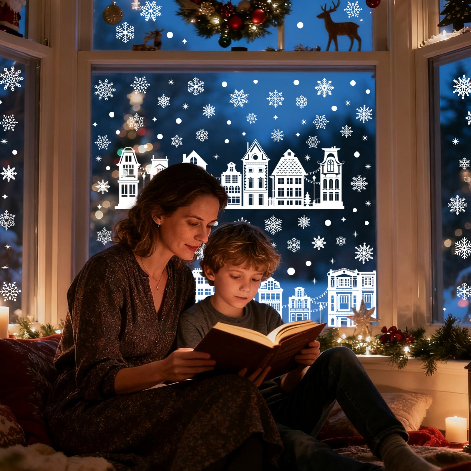 Inreeme Christmas Window Stickers Decorations