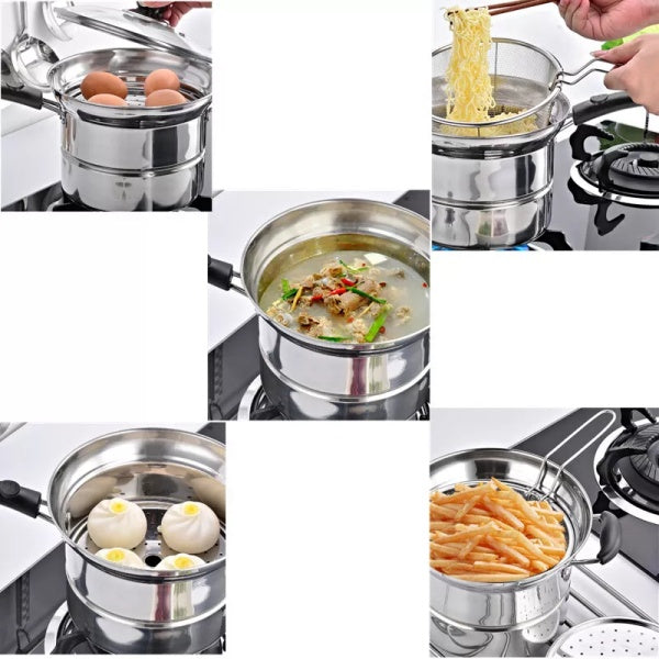 4pc Non Stick Chip Pan Deep Fat Fryer Cooking