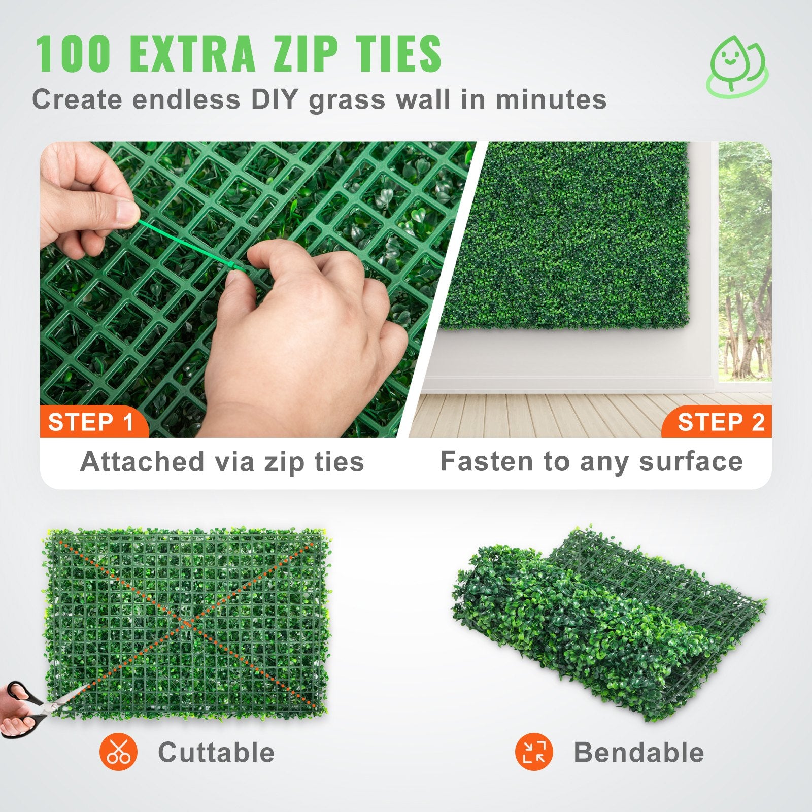 12pcs Artificial Boxwood Panel UV Boxwood Hedge Wall Panels Artificial Grass