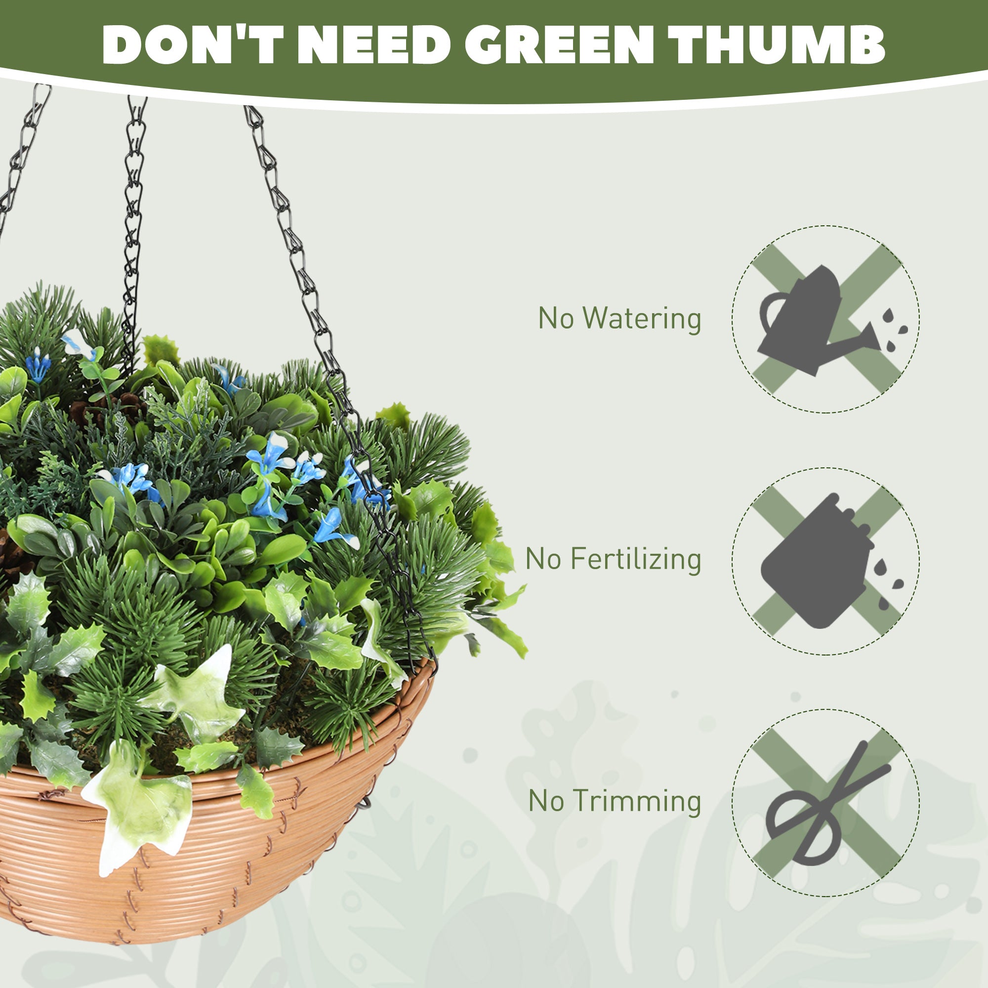 Pack Of 2 Faux Plant Artificial Lisianthus Flowers, Hanging Planters With Basket