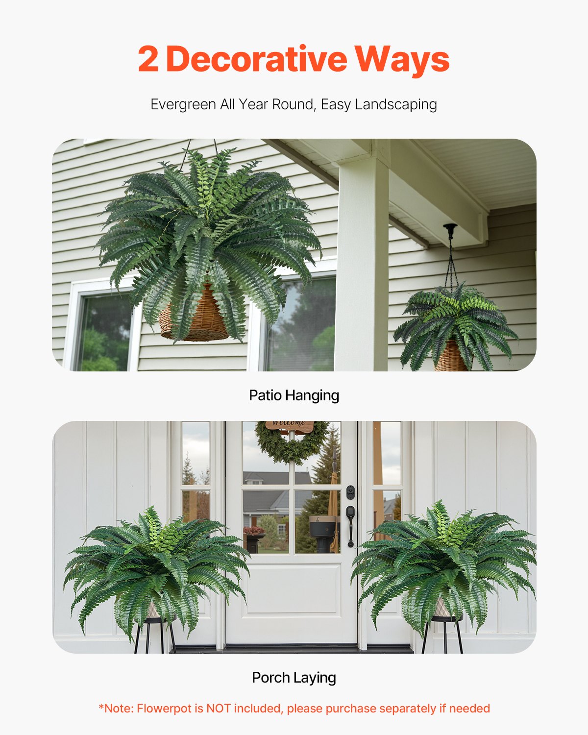 Artificial Ferns 2 Pcs, Natural Spread Diameter