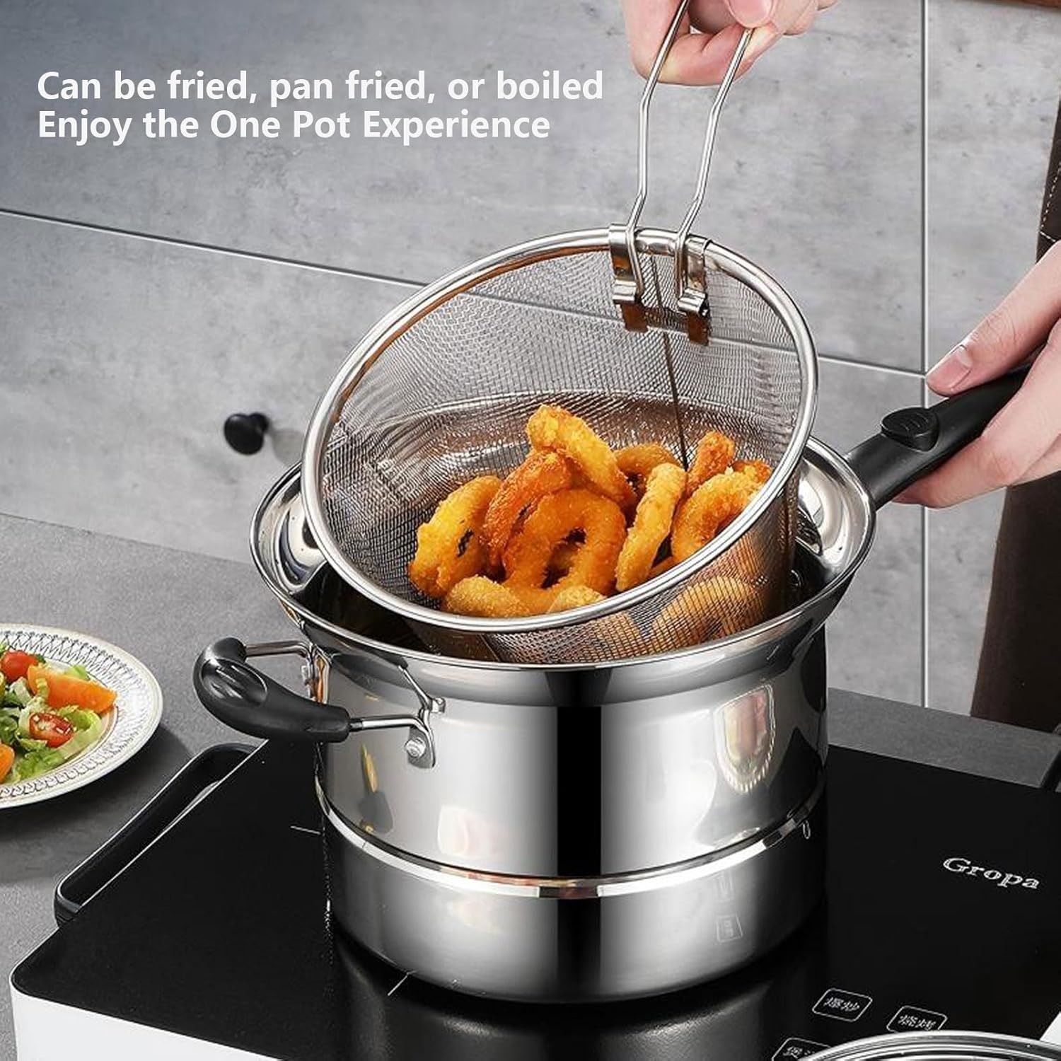 4pc Non Stick Chip Pan Deep Fat Fryer Cooking