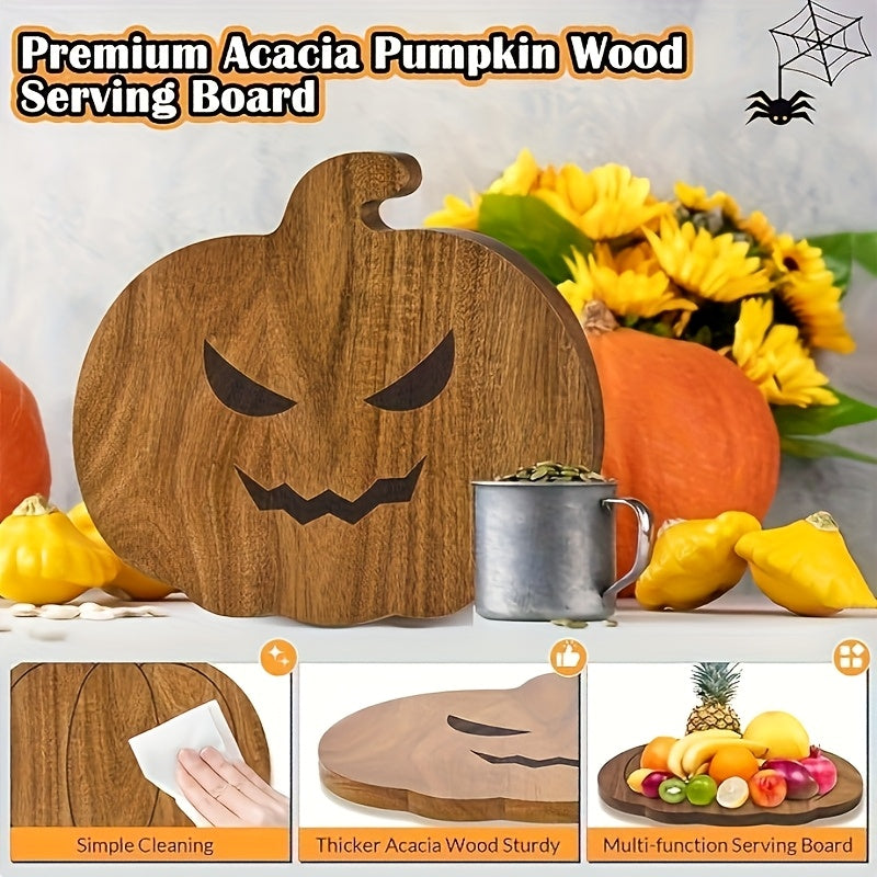 Double-Sided Natural Wood Pumpkin-Shaped Cutting Board