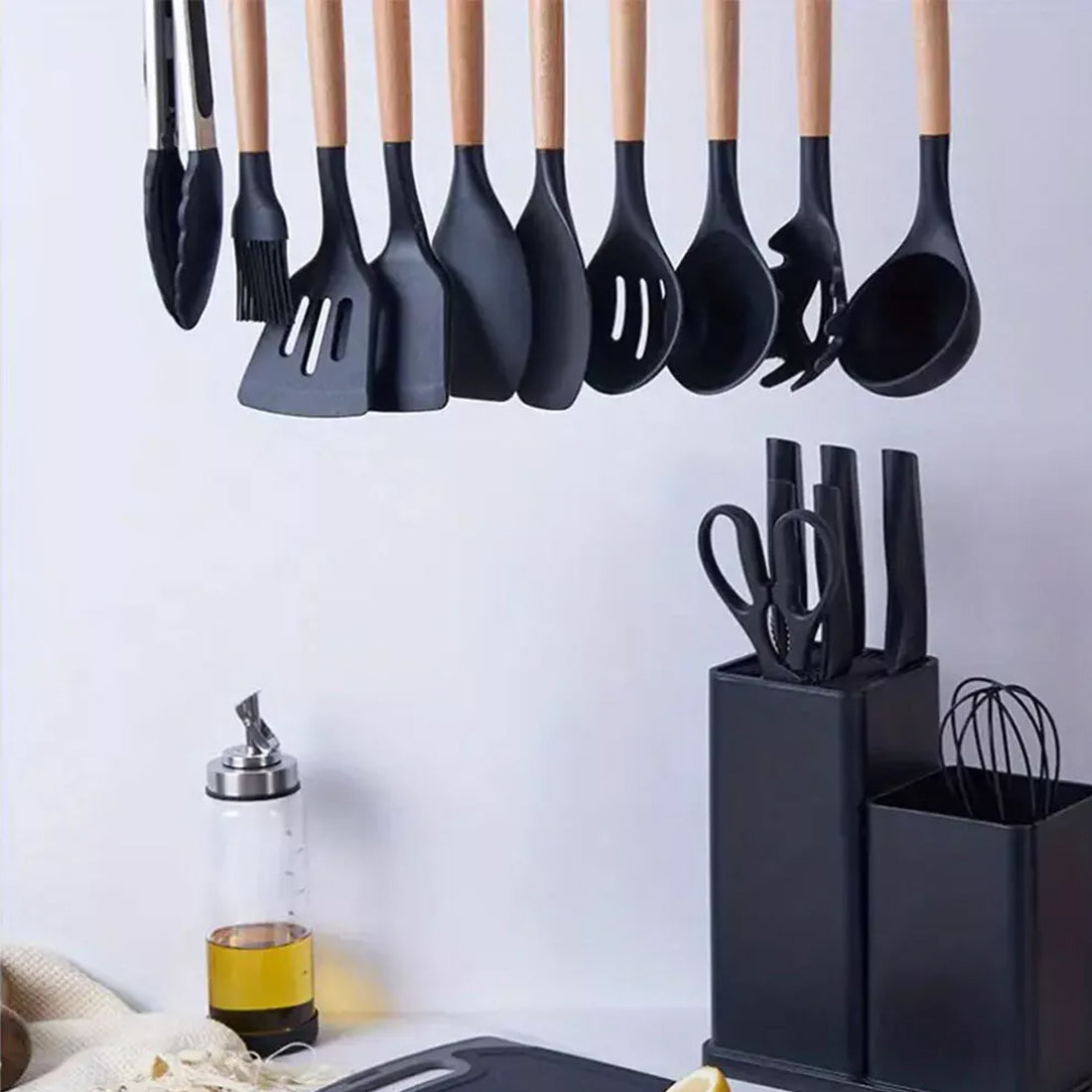 19pcs Set Non-Stick Silicone Kitchen Utensil Spatula Spoon Cooking Cookware Gift