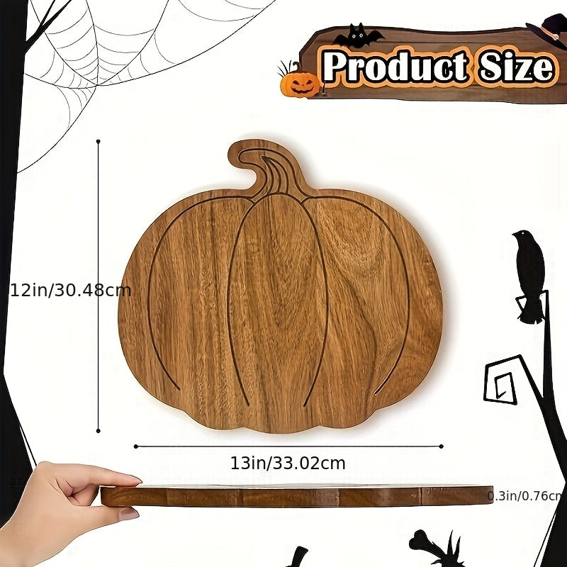 Double-Sided Natural Wood Pumpkin-Shaped Cutting Board