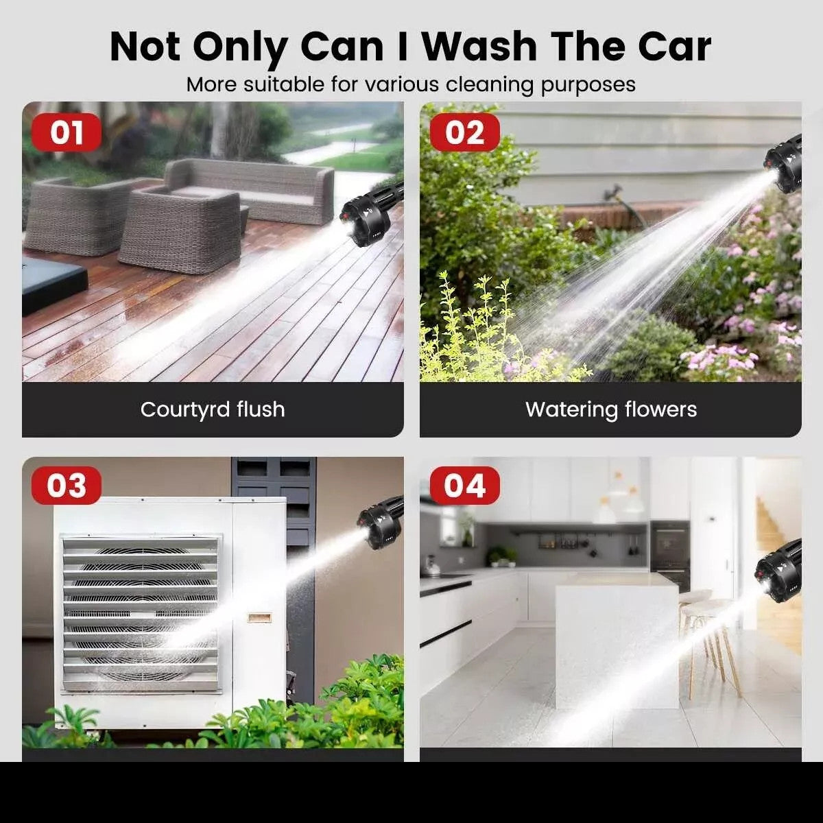 Portable Cordless Car Pressure Washer Water High Jet Wash Cleaner Gun And 2 Battery