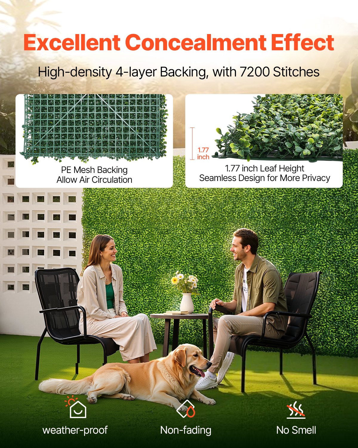 Artificial Grass Wall Panels, 60 X 120 Inch, Milan Grass Greenery Boxwood Panel