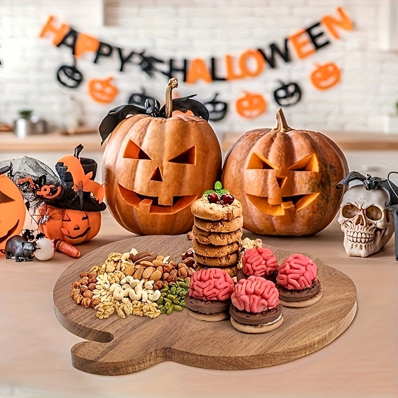 Double-Sided Natural Wood Pumpkin-Shaped Cutting Board