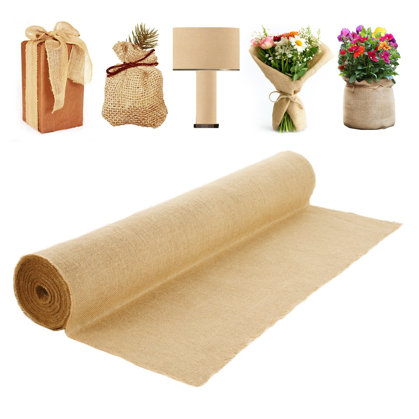 Burlap Fabric Roll, 40” X 75 Ft & 50 X 50 High Density Wide Natural Burlap Fabric Rolls
