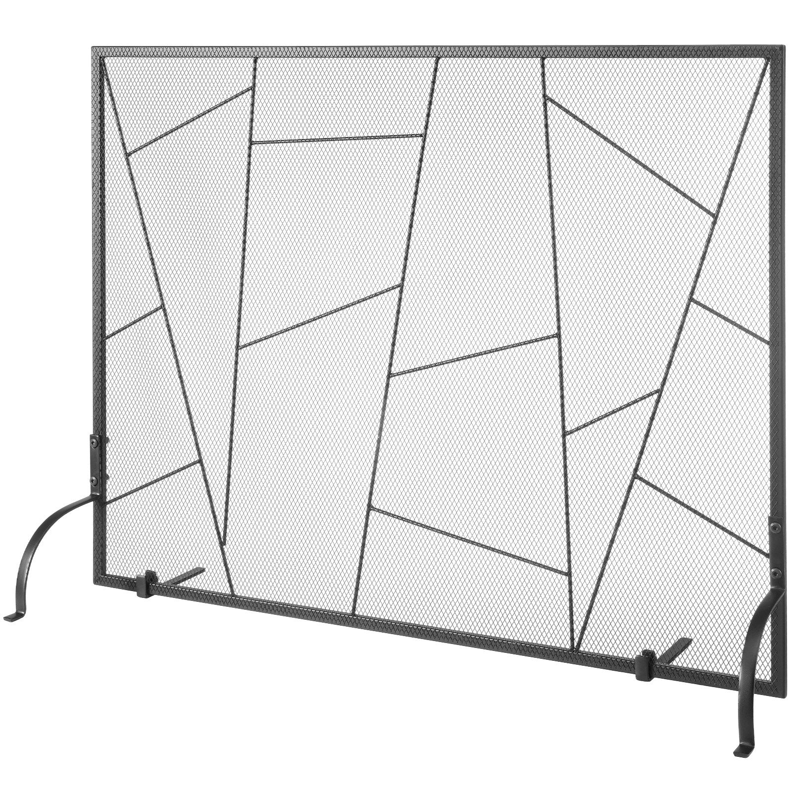 Fireplace Screen Single Panel, Sturdy Iron Mesh Fireplace Screen