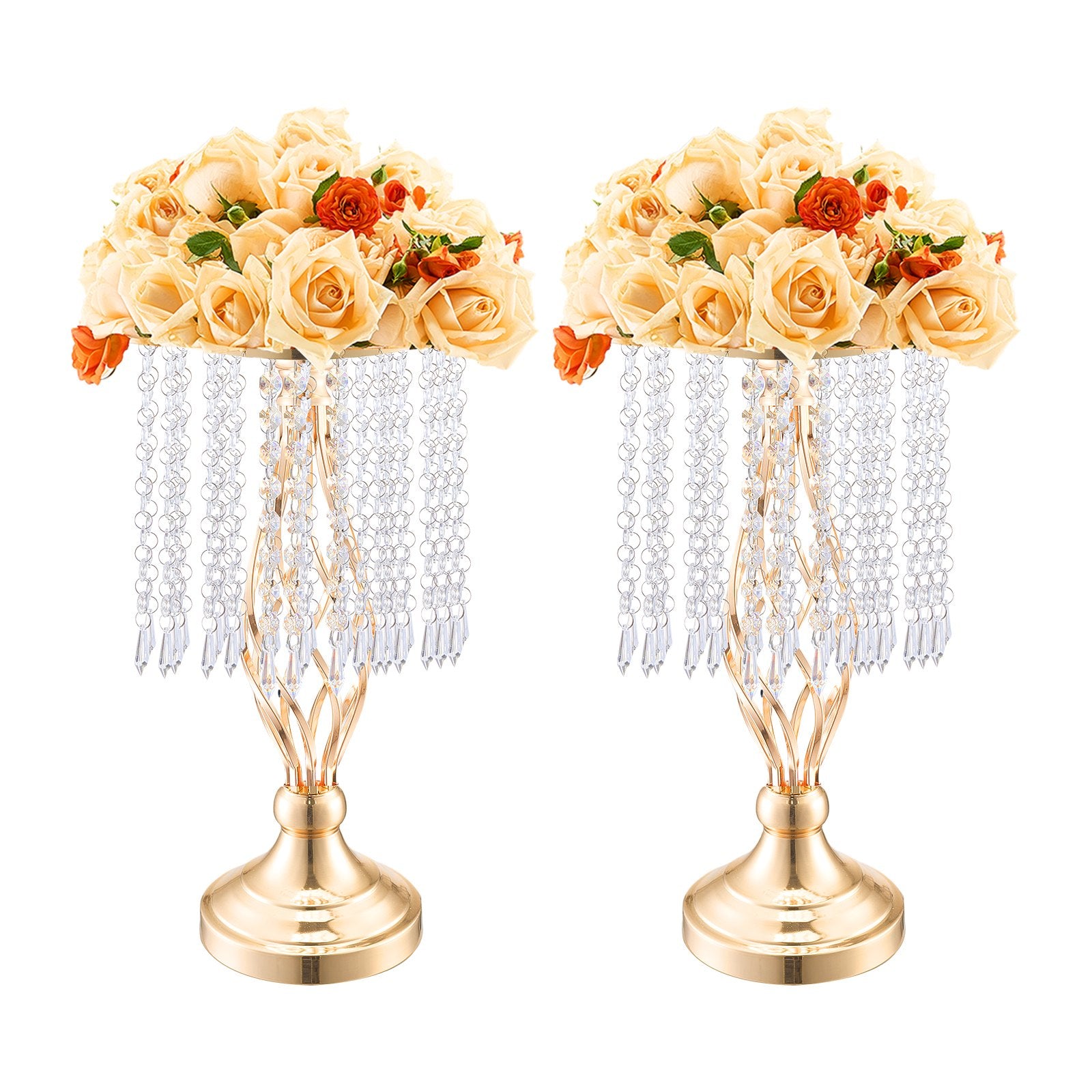 20PCS 43cm/16.9” Tall Crystal Wedding Flower Stand, Metal Wedding Centerpiece