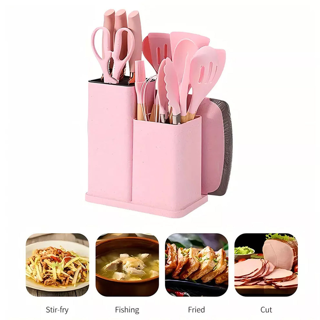 19pcs Set Non-Stick Silicone Kitchen Utensil Spatula Spoon Cooking Cookware Gift