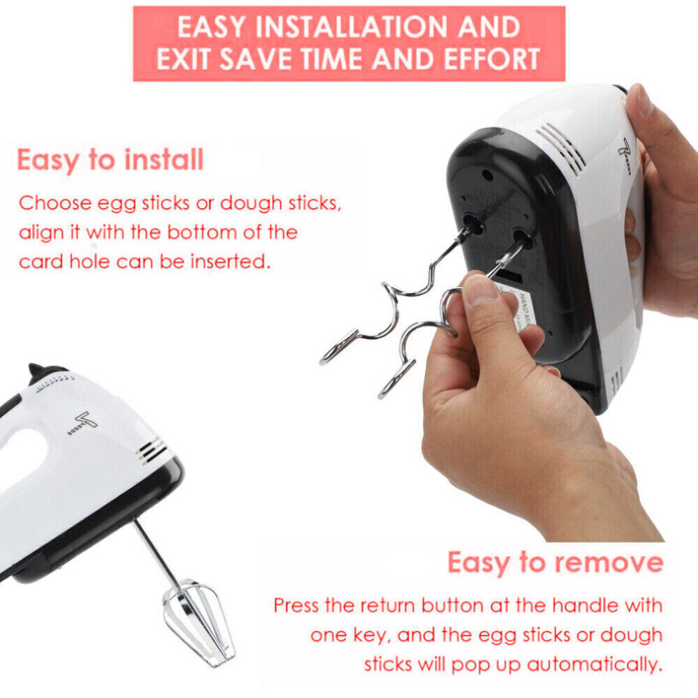 Electric Handheld Whisk 7 Speed Hand Mixer
