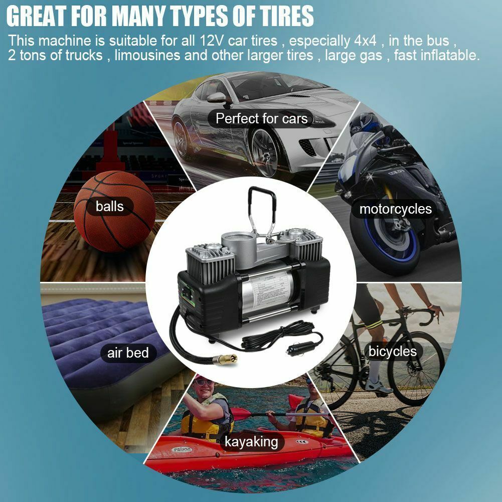 150PSI HEAVY DUTY PORTABLE 12V ELECTRIC CAR TYRE INFLATOR AIR COMPRESSOR