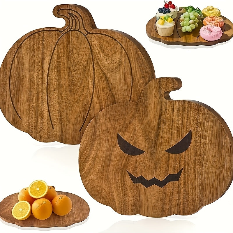 Double-Sided Natural Wood Pumpkin-Shaped Cutting Board