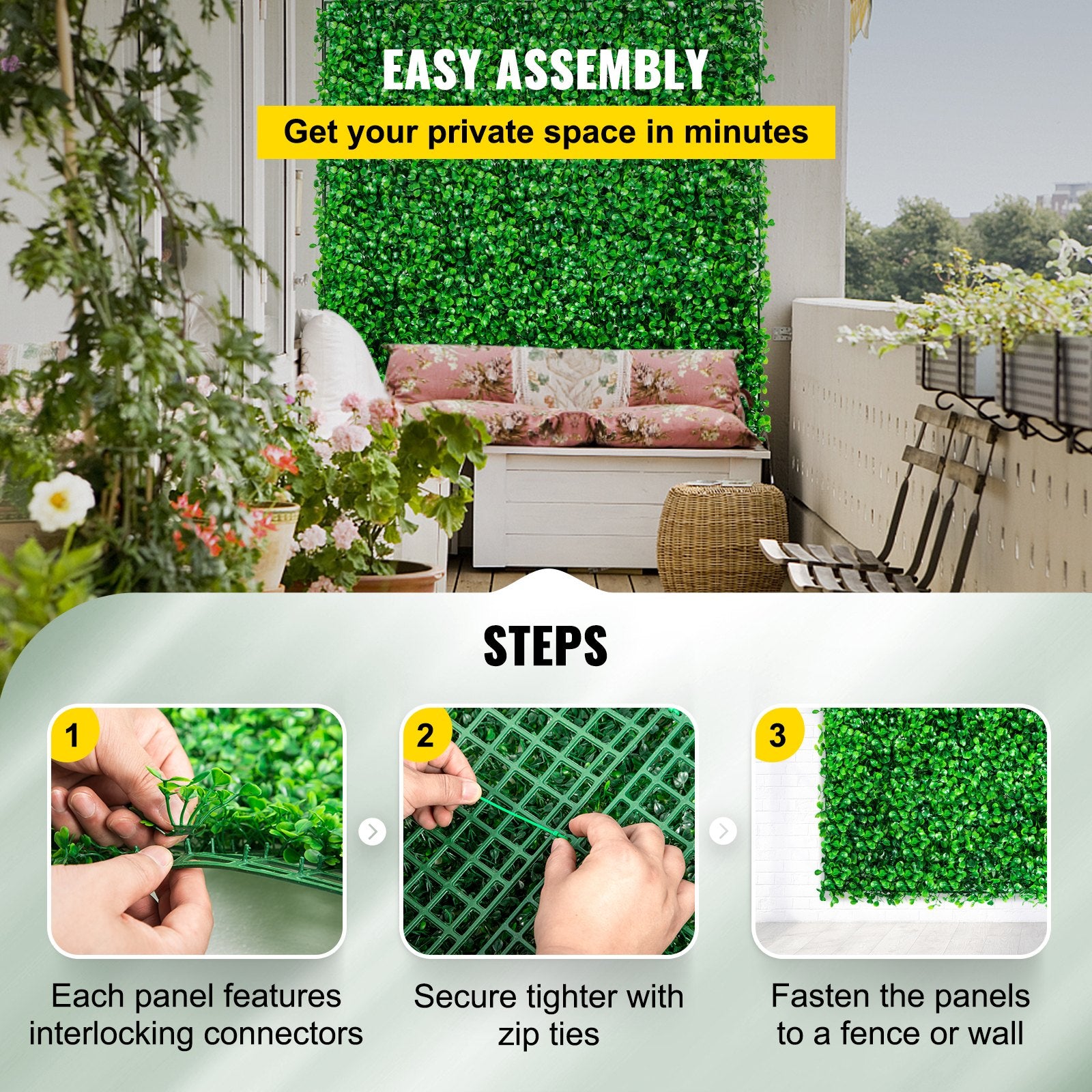 Artificial Boxwood Panel UV 48pcs Artificial Hedge Artificial Grass